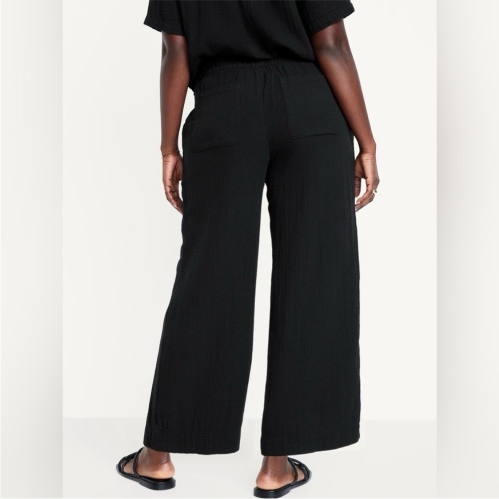 NWT! Black High-Waisted Crinkle Gauze Pull-On Ankle Pants - Multiple 💛 - Picture 6 of 7